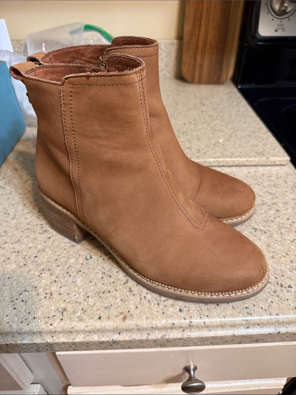 Women's Toms Marina Tan Suede Ankle Boots - Classic Heel